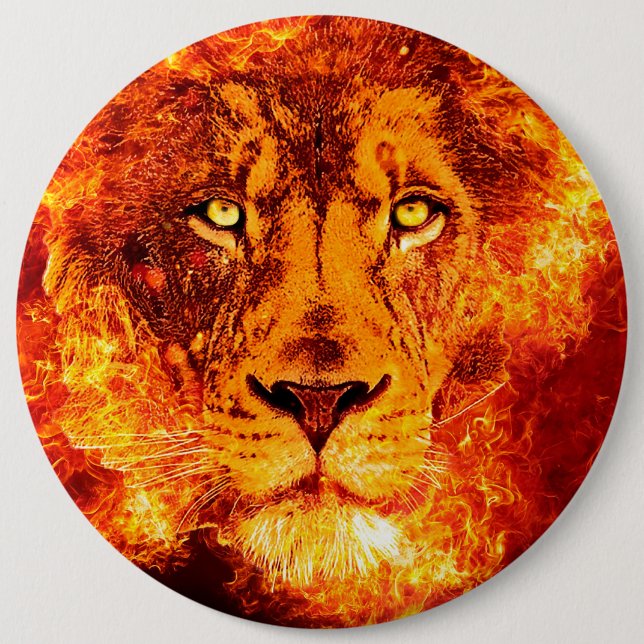 Flaming Lion of Judah Largest Button (Front)