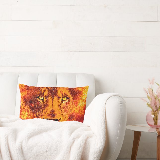 Flaming Lion of Judah Lumbar Pillow (Couch)