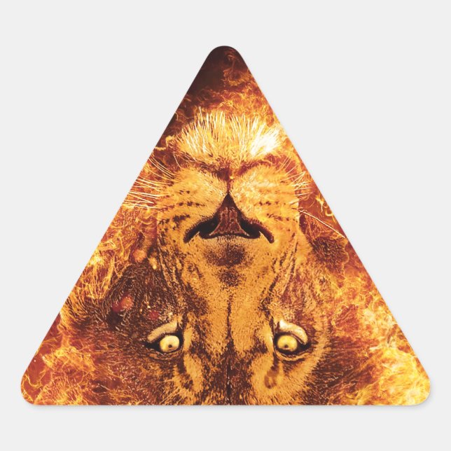 Flaming Lion of Judah Triangle Sticker (Front)