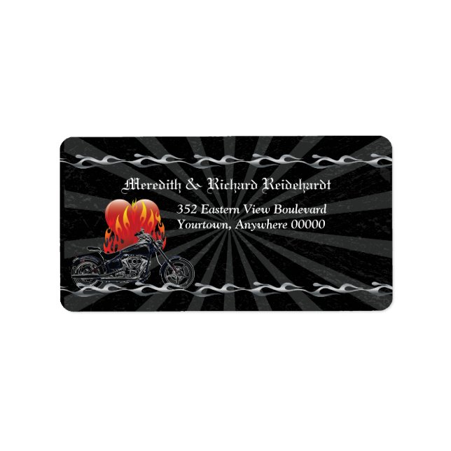 Flaming Love Biker Address Label (Front)