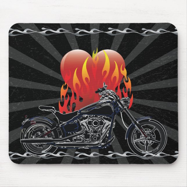 Flaming Love Biker Mousepad (Front)