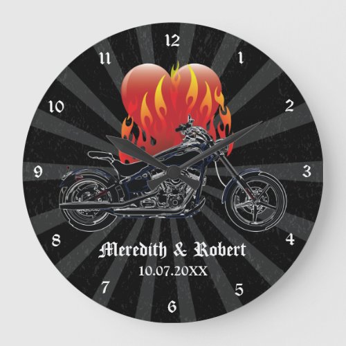 Flaming Love Biker Personalized Wall Clock