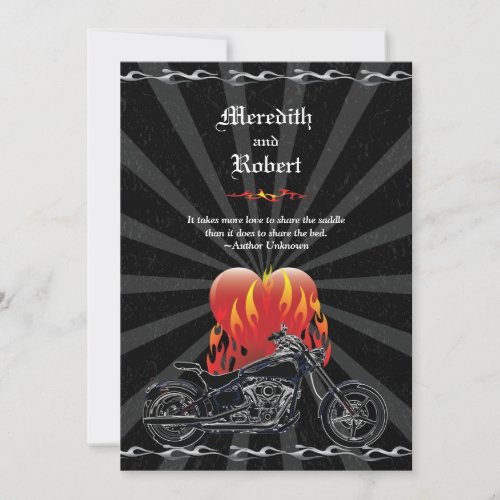 Flaming Love Biker Wedding Invitation