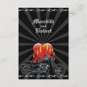 Flaming Love Biker Wedding Reply RSVP Card
