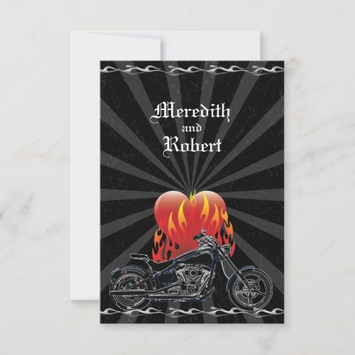 Flaming Love Biker Wedding Reply Invitations