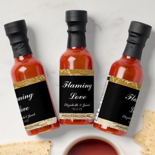 Flaming Love Minimal Floral Calligraphy Wedding Hot Sauces