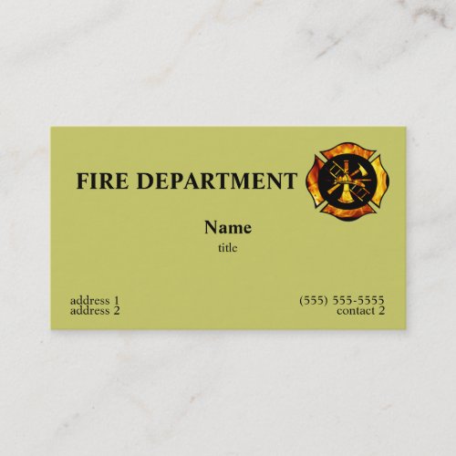 Flaming Maltese Cross Business Card 1