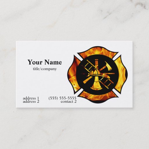 Customizable Flaming Maltese Cross Business Card 2
