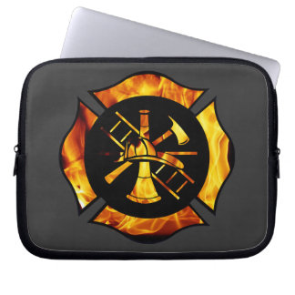 Flaming Maltese Cross Laptop Sleeve