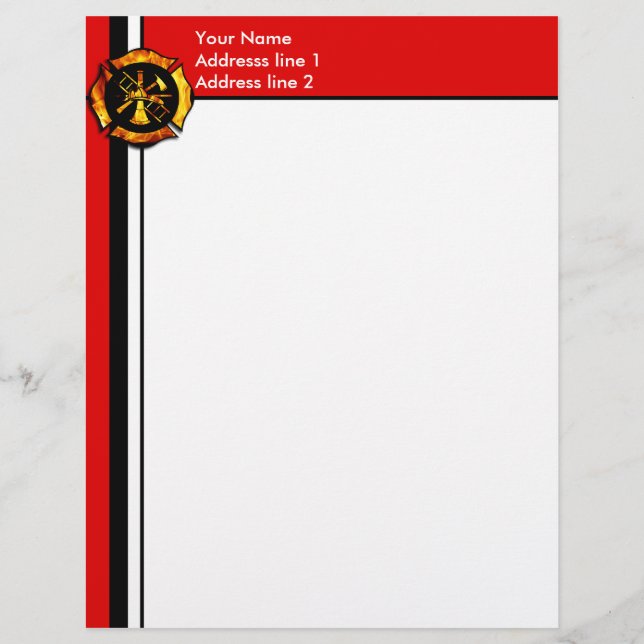 Flaming Maltese Cross Letterhead - Red (Front)