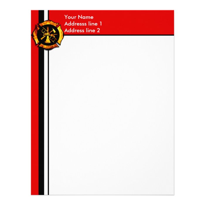 Flaming Maltese Cross Letterhead   Red