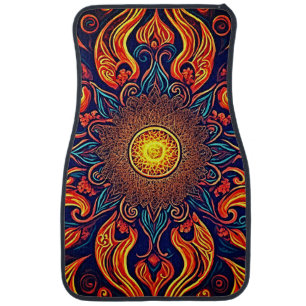 Flaming Mandala Spiritual Visionary Art Car Floor Mat
