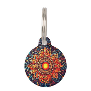 Flaming Mandala Spiritual Visionary Art Pet ID Tag