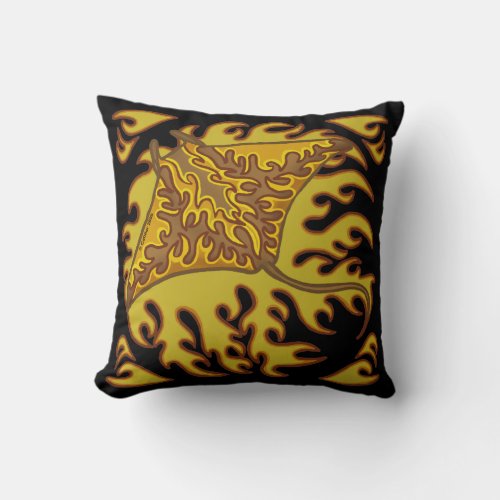Flaming Manta Ray custom name Pillow