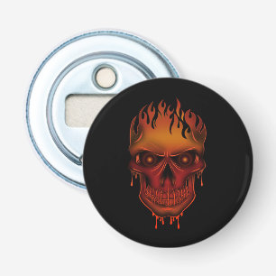Flaming Melting Skull Gothic Barware Dark Art Bottle Opener