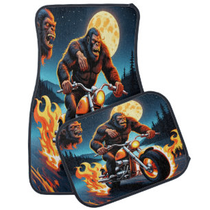 Flaming Midnight Run with Bigfoot Car Floor Mat