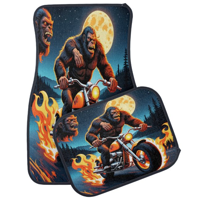 Flaming Midnight Run with Bigfoot Car Floor Mat (Set)