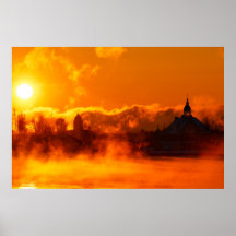 Flaming morning sunrise in Helsinki poster