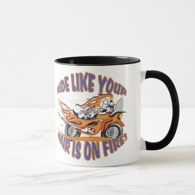 Flaming Motorcycle Skull Mug (Right)