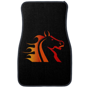 Flaming mustang car floor mat