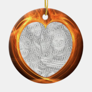 Flaming Orange Photo Graduation Keepsake Ceramic Ornament