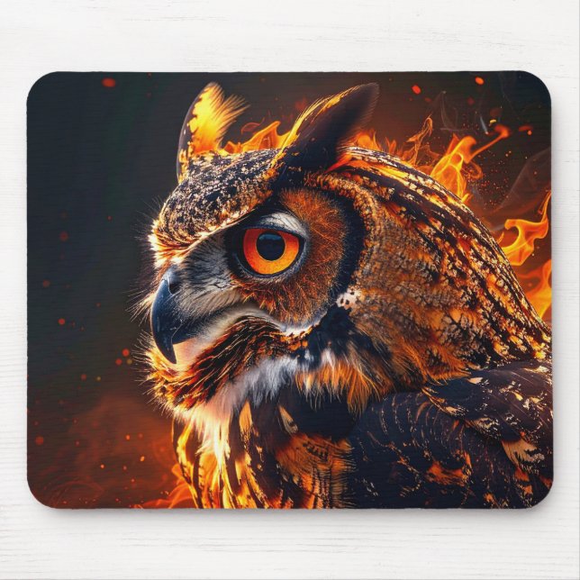 Flaming owl mouse pad (Front)
