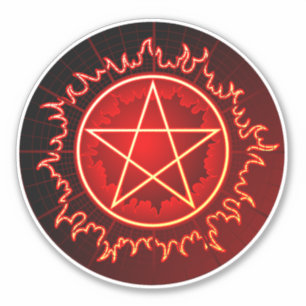flaming pentagram pentacle in red and black vinyl sticker
