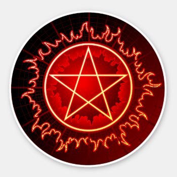Flaming Pentagram Pentacle In Red And Black Vinyl Sticker by Stickies at Zazzle