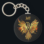 Flaming Phoenix Keychain<br><div class="desc">Cool key chain in black with a flaming golden Phoenix. Customize the text to say anything you want. Great little gift for any guy or girl.</div>