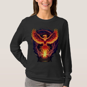 Flaming Phoenix Rising from Typewriter T-Shirt