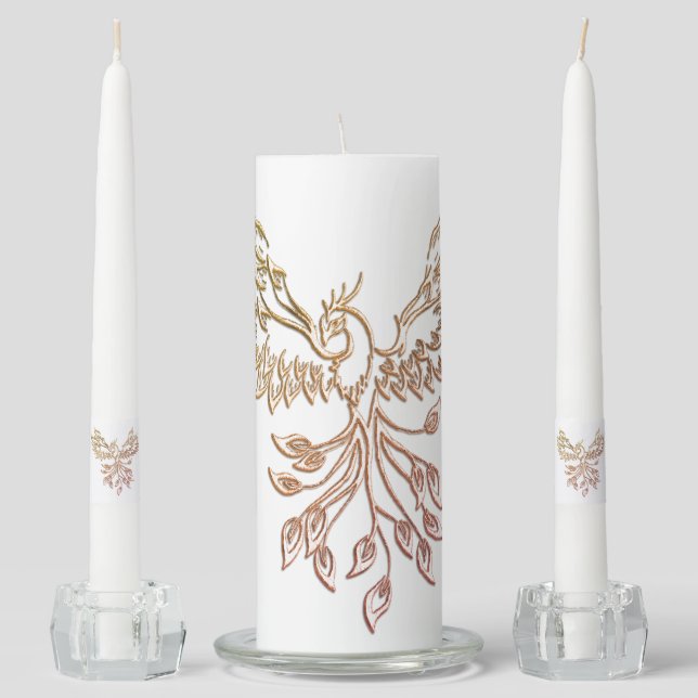 Flaming Phoenix Unity Candle Set (Front)