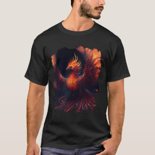 Flaming phoenix with ornaments and fiery glow T-Shirt