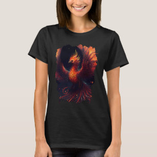 Flaming phoenix with ornaments and fiery glow T-Shirt