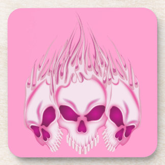 Flaming Pink Skulls Coaster