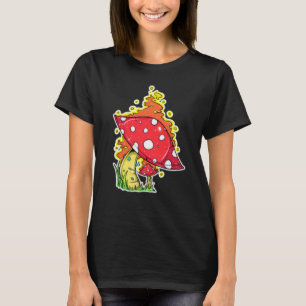 Flaming Psychedelic Mushroom Illustration Art T-Shirt