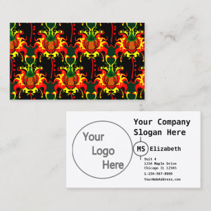 Flaming Pumpkin Head Box Interlocking Pattern Business Card