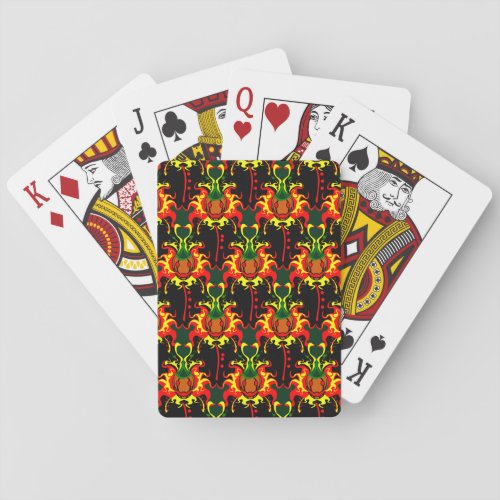 Flaming Pumpkin Head Box Interlocking Pattern Poker Cards