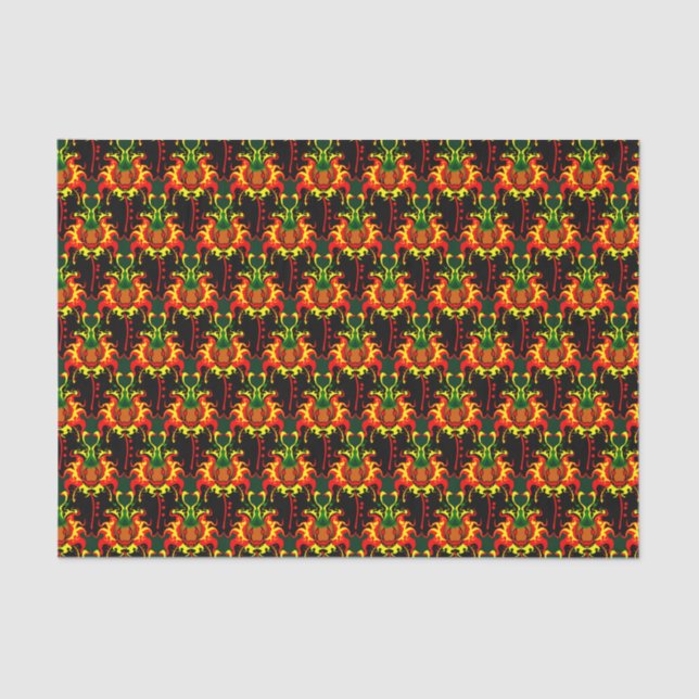 Flaming Pumpkin Head Box Interlocking Pattern Tissue Paper (Front)