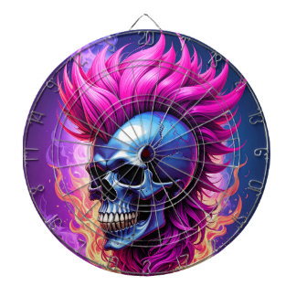 Flaming Punk Skull Dartboard