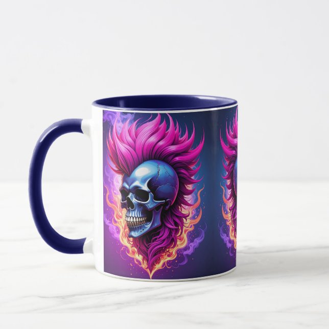 Flaming Punk Skull Mug (Left)