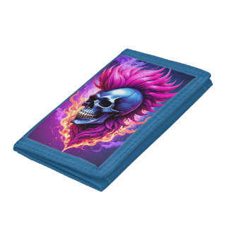 Flaming Punk Skull Photo Wallet