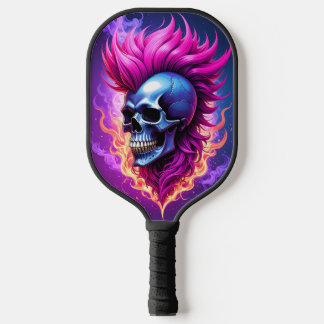 Flaming Punk Skull Pickleball Paddle