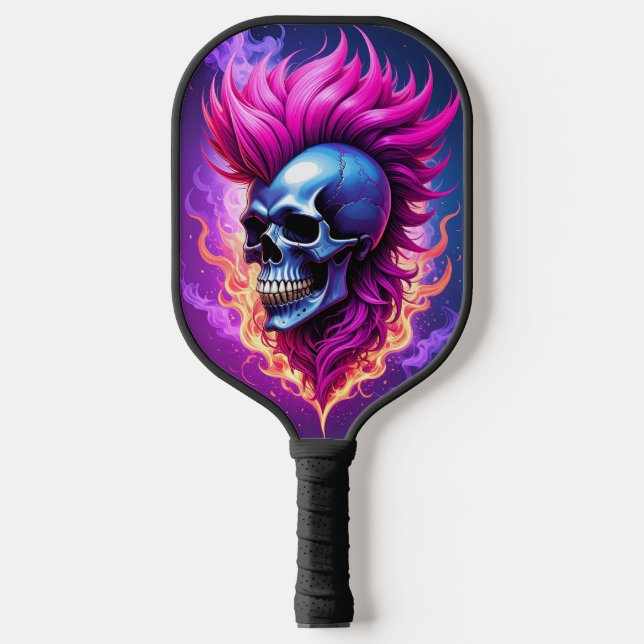 Flaming Punk Skull Pickleball Paddle (Front)