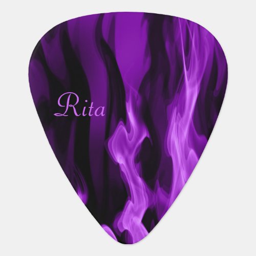 Flaming Purple Fire Guitar Pick