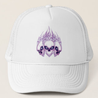 Flaming Purple Skulls Trucker Hat