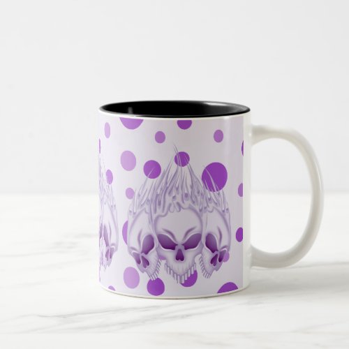 Flaming Purple Skulls Two_Tone Coffee Mug