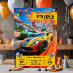 Flaming Race Car Birthday Party Invitation