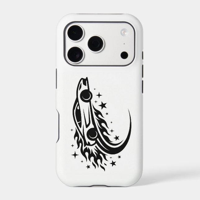 Flaming Racer Silhouette  iPhone Case (Back)