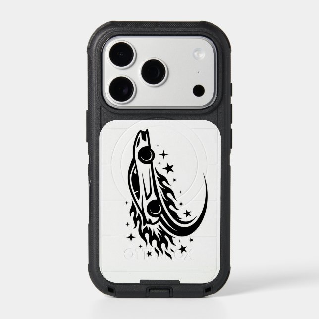 Flaming Racer Silhouette  Otterbox iPhone Case (Back)