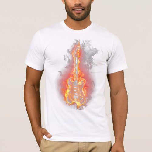 Flaming red electric guitar Musical instrument T_Shirt